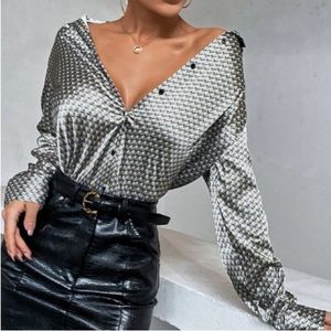 Luxe button down print shirt